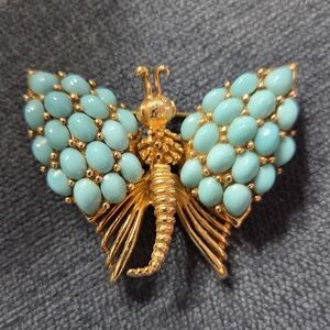 Gold And TURQUOISE BUTTERFLY PIN (BROACH)